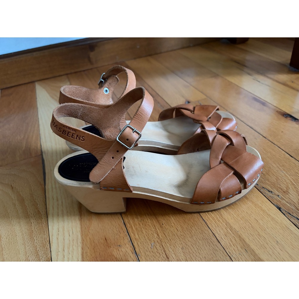 Swedish Hasbeens Kringlan Clog Sandals Brown Size 38/US 8
